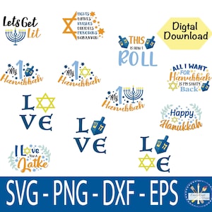 Ensemble de Hanoucca SVG, joyeux Hanoucca SVG, ensemble de SVG d'hiver, ensemble de citations de famille, ensemble de citations de famille de Hanoucca