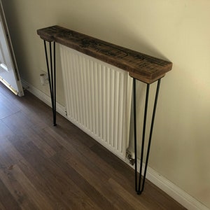 Locally Sourced Reclaimed Wood & 3 Rod Hairpin Legs Console Table