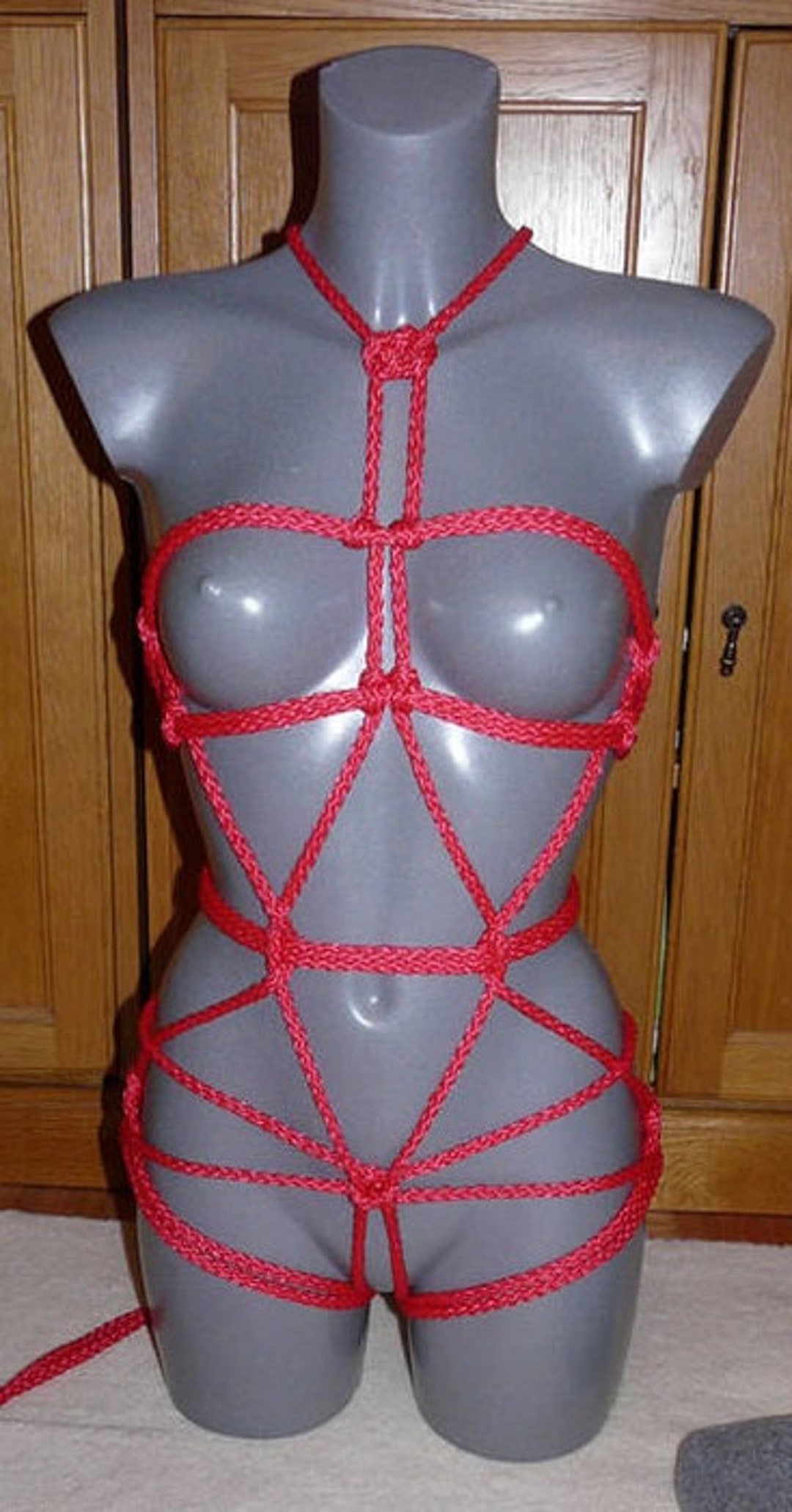 Harness in Red Rope Bondage Set BDSM Rope Bondage