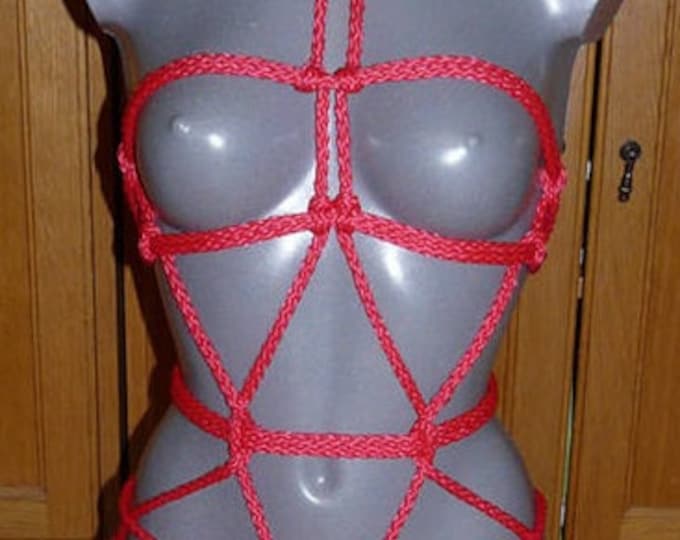 Harness in Red * Rope bondage set BDSM * Rope bondage set handmade * Strings submissive lingerie * Self-Tie  Harness full body.
