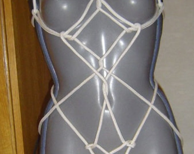 Harness in White * Rope bondage set BDSM * Rope bondage set handmade * Strings submissive lingerie * Self-Tie Harness full body.