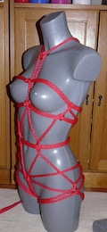 Harness in Red * Rope bondage set BDSM * Rope bondage set handmade * Strings submissive lingerie * Self-Tie  Harness full body. product logo