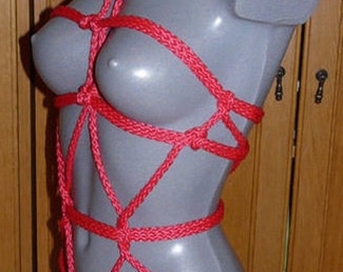Harness in Red * Rope bondage set BDSM * Rope bondage set handmade * Strings submissive lingerie * Self-Tie  Harness full body.