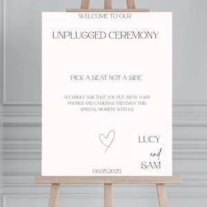 Unplugged Zeremonie Zeichen | Bearbeitbares Hochzeitsschild Digitaler Download | A1 Größe Leinwand Vorlage | Druckbares Willkommensschild