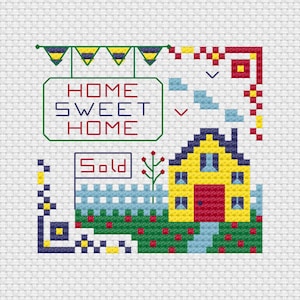 Home Sweet Home card cross stitch digital pattern/PDF instant download/New Home Congratulations card/New homeowner housewarming gift