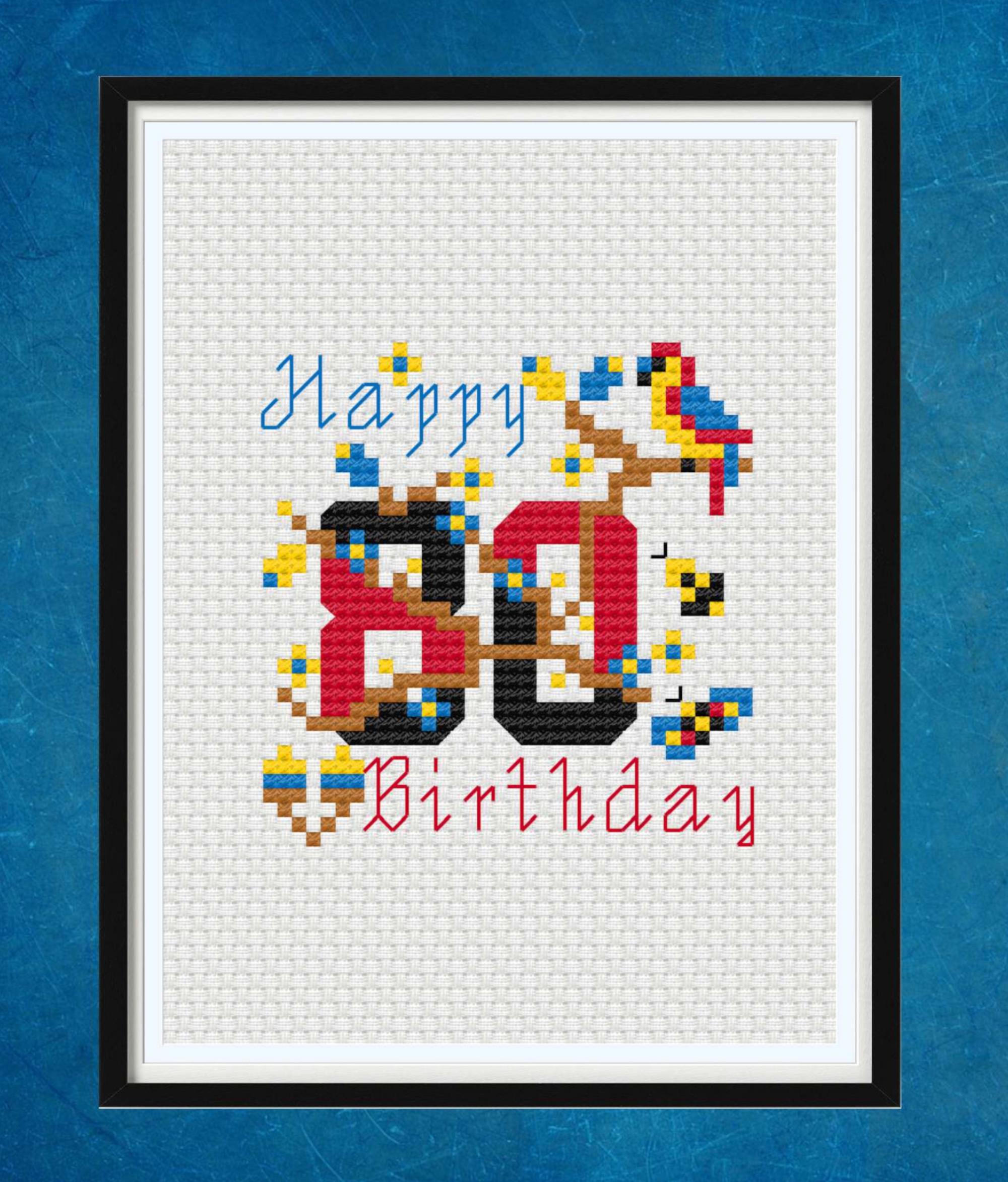 80th Birthday Floral Cross Stitch Card DIY Pattern digital PDF Etsy 80th-birthday-floral-cross-stitch-card-diy-pattern-digital-pdf-etsy