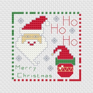 Ho Ho Ho Merry Christmas Santa cross stitch digital pattern PDF - Digital chart - PDF File instant download