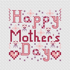 Happy Mother's Day cross stitch digital pattern PDF - Digital chart - PDF File instant download