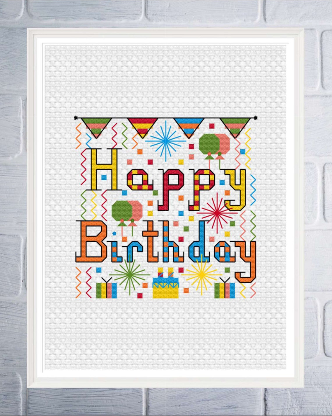 Happy Birthday Cross Stitch Digital Pattern PDF Digital | Etsy
