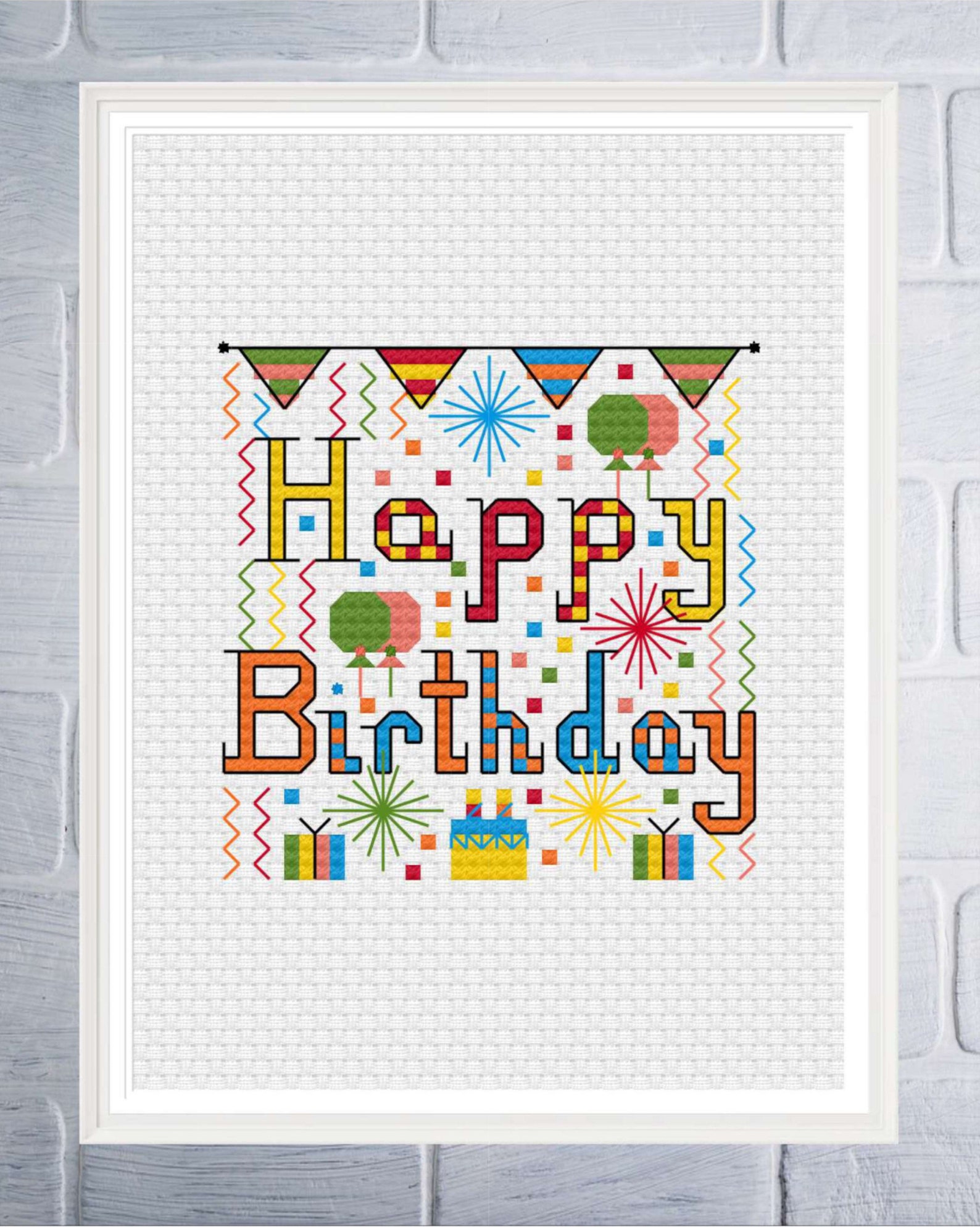 Happy Birthday Cross Stitch, Digital Pattern PDF - Digital Chart - PDF ...