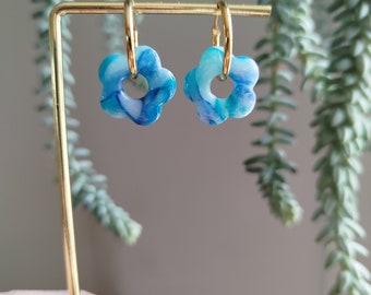 Boucles d'oreilles Pépettes faites main bleues