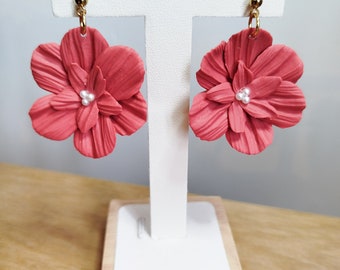 Boucles d'oreilles fleurs faites main