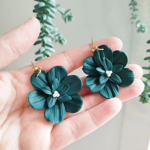 Boucles d'oreilles fleurs Hortense faites main image 2