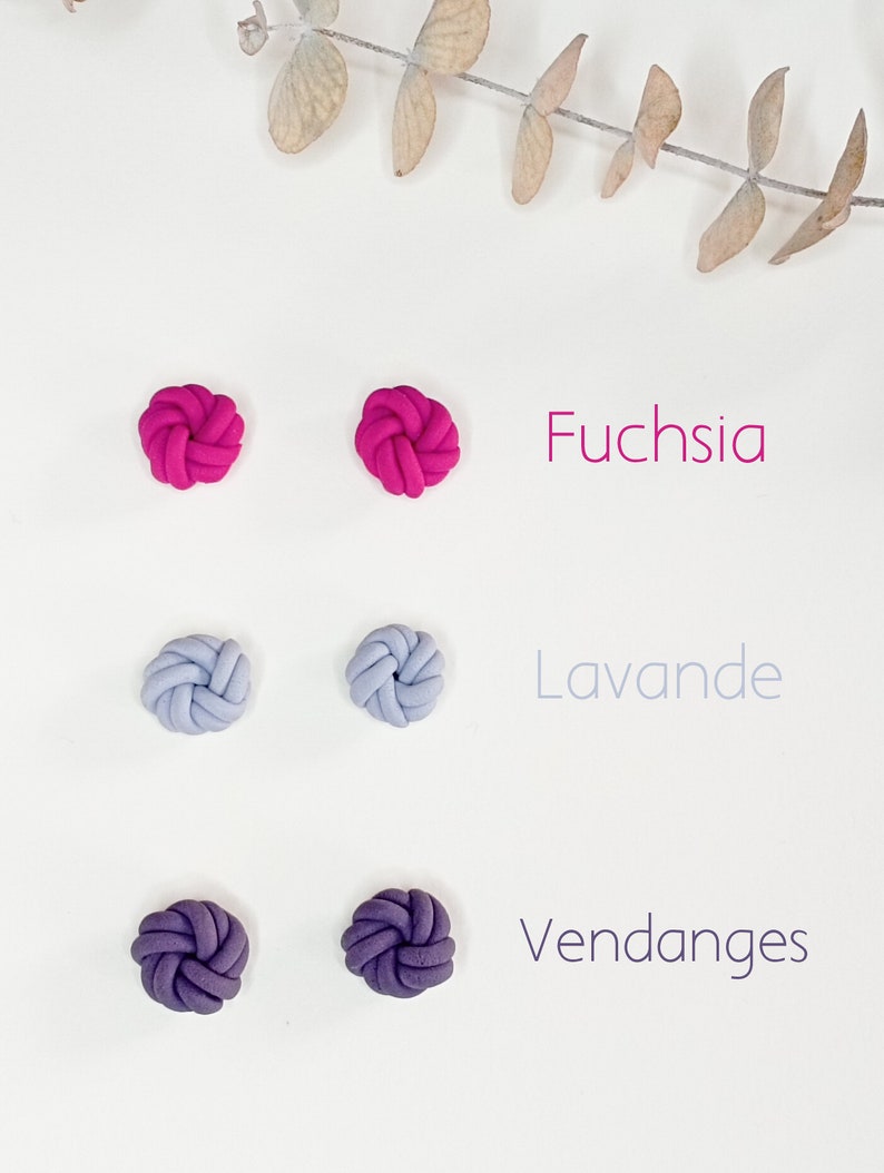 Boucles d'oreilles faites main tricot : une paire, couleur au choix image 1