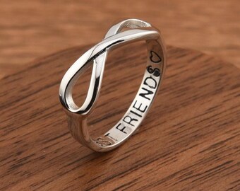 Friendship Sterling Silver Ring, Best Friend Gift, Promise Ring for Her, Best Friend Forever Infinity Band