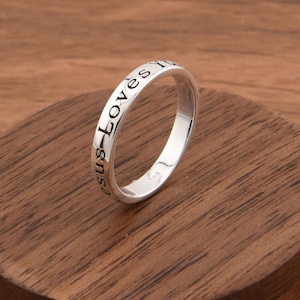 Jesus Loves You with Cross 925 Sterling Silver Ring * Christian Jewelry Gifts * Purity Commitment Rings * Birthday Gift for Her