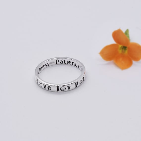 Fruit of the Holy Spirit Engrave Sterling Silver Ring * Galatians Christian Gift * Graduation Gift for Daughter, Girls, Teens, Granddaughter
