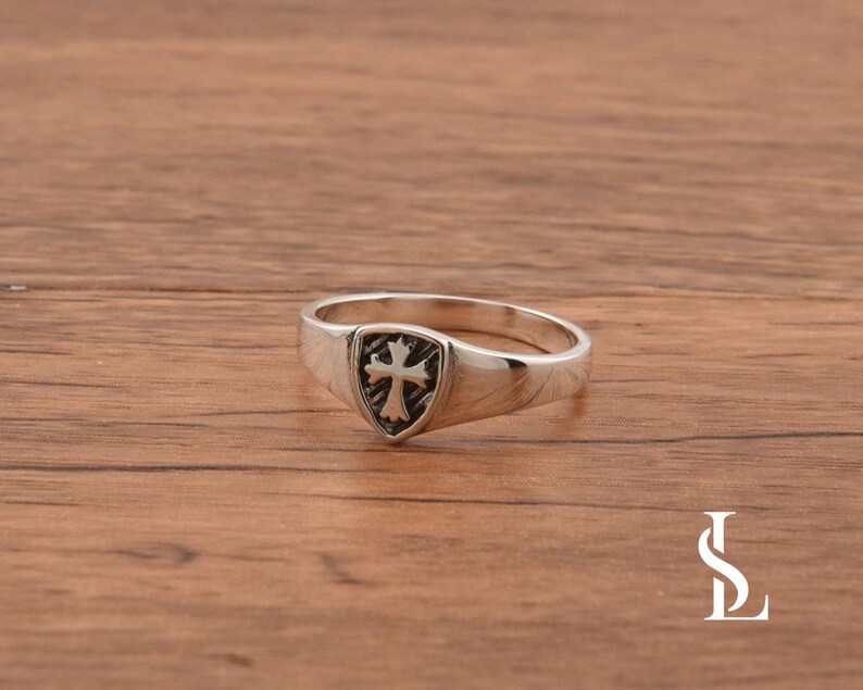 Shield of Faith Cross Ring for Men * Sterling Silver * Christian Gifts * Armor of God Inspired Jewelry * For Him bild 2