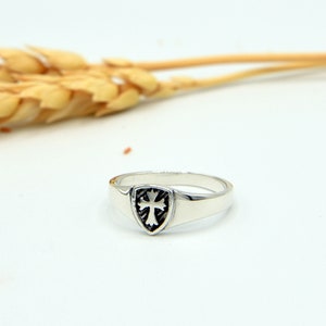 Shield of Faith Cross Ring for Men * Sterling Silver * Christian Gifts * Armor of God Inspired Jewelry * For Him bild 3