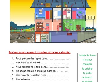 French Worksheet - Bienvenue Chez Moi - Welcome to My House