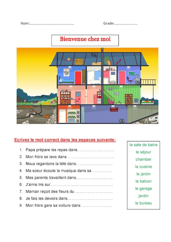 ROOMS OF THE HOUSE, LABELLING WORKSHEET