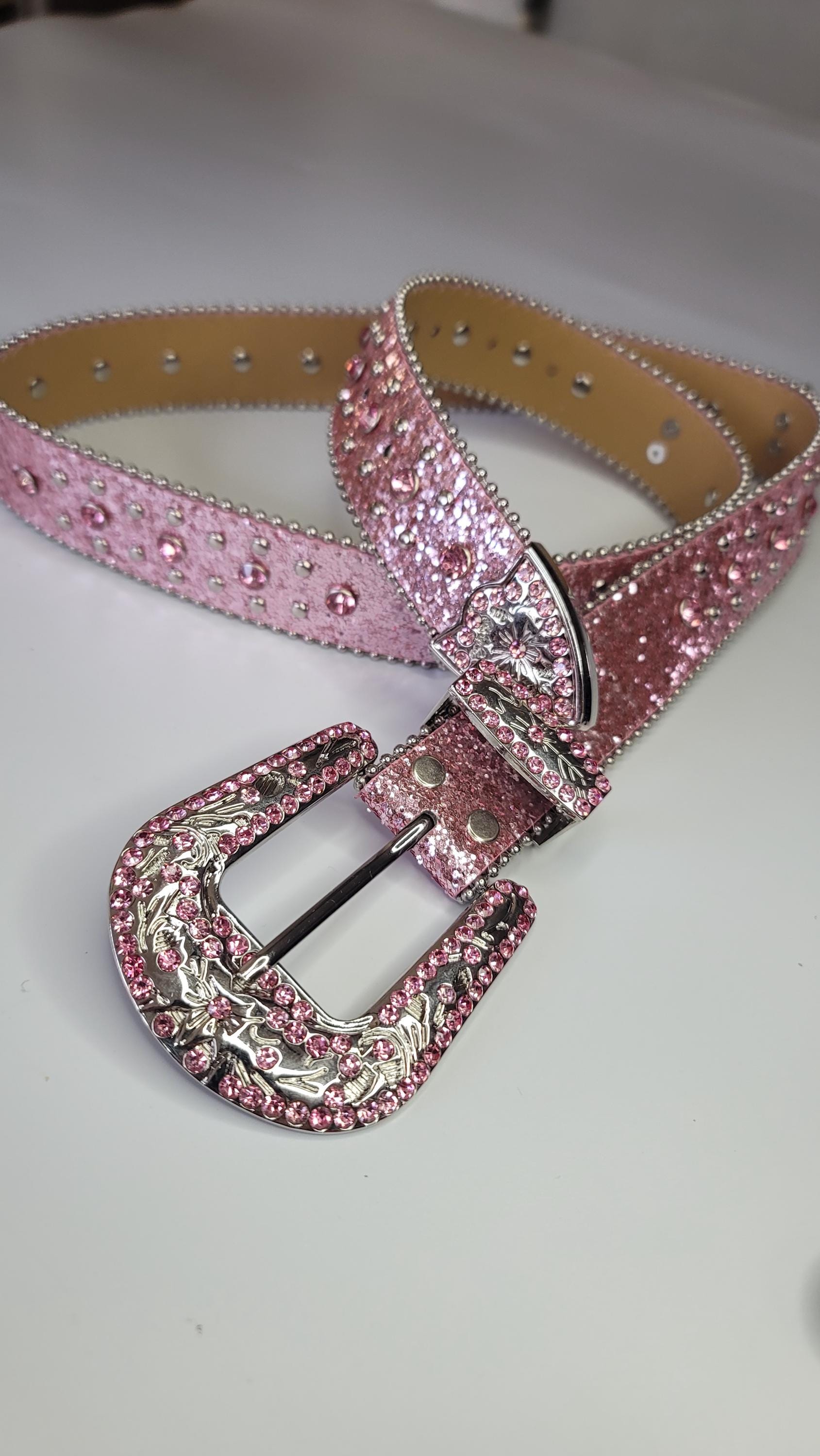 Western Rhinestone Belt & Buckle Glam Cowboy Barrel Racing Rodeo Statement Piece KorhLeoh Rhinestone Belt for Women Men - Sequin Diamond  main image 4