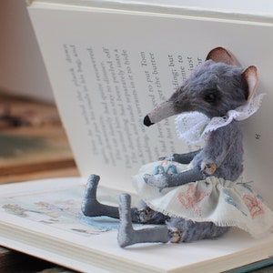 TINY gray girl rat in tutu, 4" bjd stuffed animal doll by RatBerry