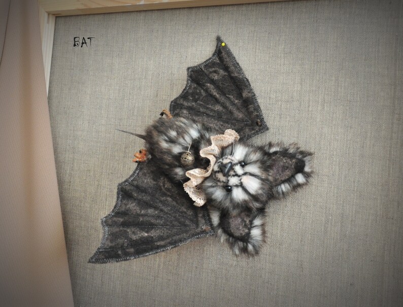 Halloween Bat Stuffed Plush Bat Toy by Ratberry Cute Grey Etsy