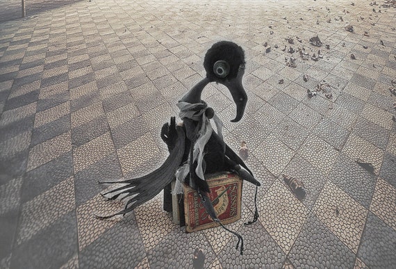 Black Raven Art Doll by RatBerry: Poseable BJD Crow Figurine