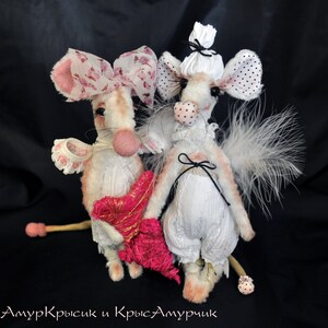 Valentine's Day Stuffed Mouse With a Heart, Knitted Rat Art Doll ...