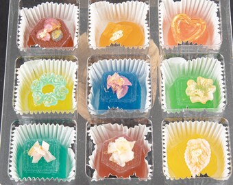 Gem Treasures Kohakutou Crystal Candy Gift Box, 4/6/9 Assorted Fruit Flavors, Handcrafted Edible Gems, Mother's Day Gem Treat Box, Vegan