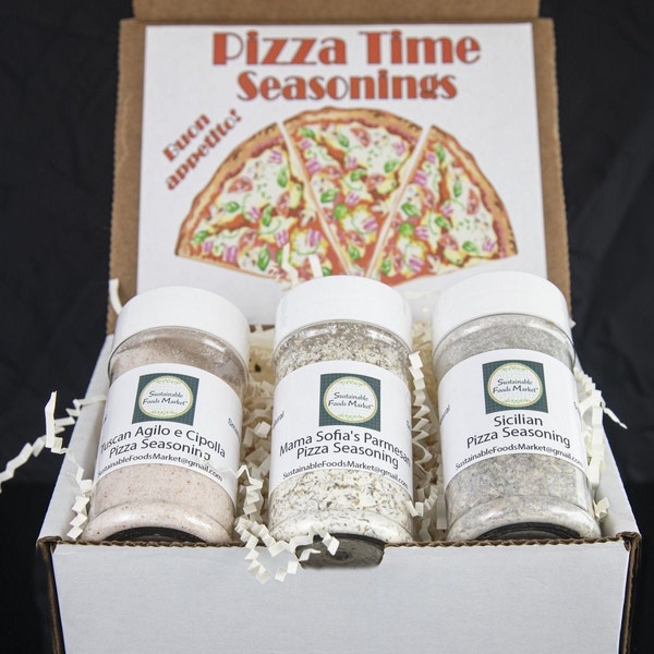Pizza Time Gift Box, Gourmet Italian Seasonings with Real Parmesan Cheese, Perfect Gift for Any Occassion