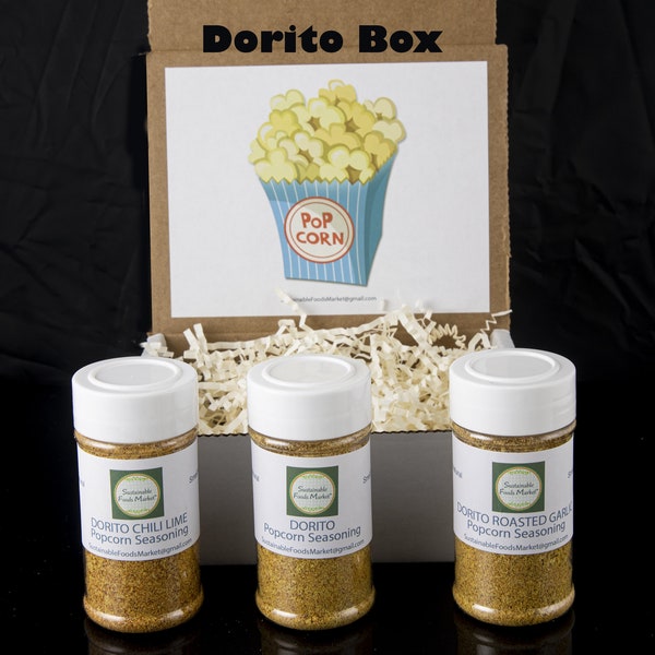 Three Flavors Dorito Popcorn Seasoning Gift Box, Handmade  Healthy Gourmet Popcorn Flavorings, Vegan, Gluten-Free