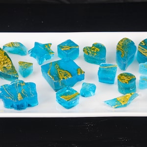 Blue Raspberry Crystal Candy, Infused Edible Gold, Kohakutou Candy, Vegan, Gluten-Free