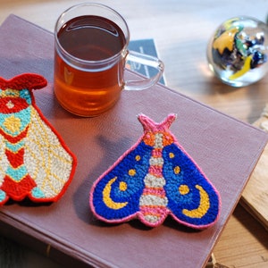 Set of 2 Needle punch bug coaster, fun moth table decor, Funny Gift for friend image 2