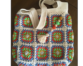 Granny Square Bag,  Crochet Purse, Crochet tote Bag, Retro Bag, Hippie Bag, Boho Bag, Vintage Style, Eclectic bag