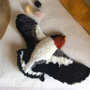 Needle punch, embriodery art unique wall hanging, swallow bird