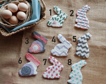 Easter bunny mini rug coaster, Needle punch handmade holiday gift