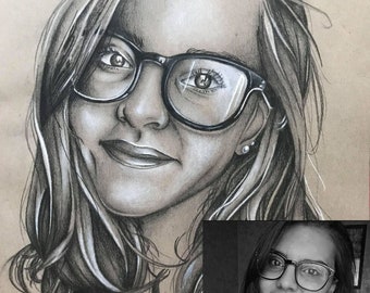 portrait personnalisé, portrait sur commande, dessin au crayon,