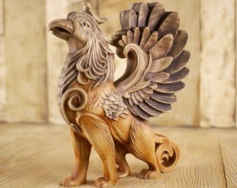 Griffin sculpture, Colored Griffin statue, Collectible Griffin figurine Artistic fantasy statue Mythical creature sculpture Greek mythology