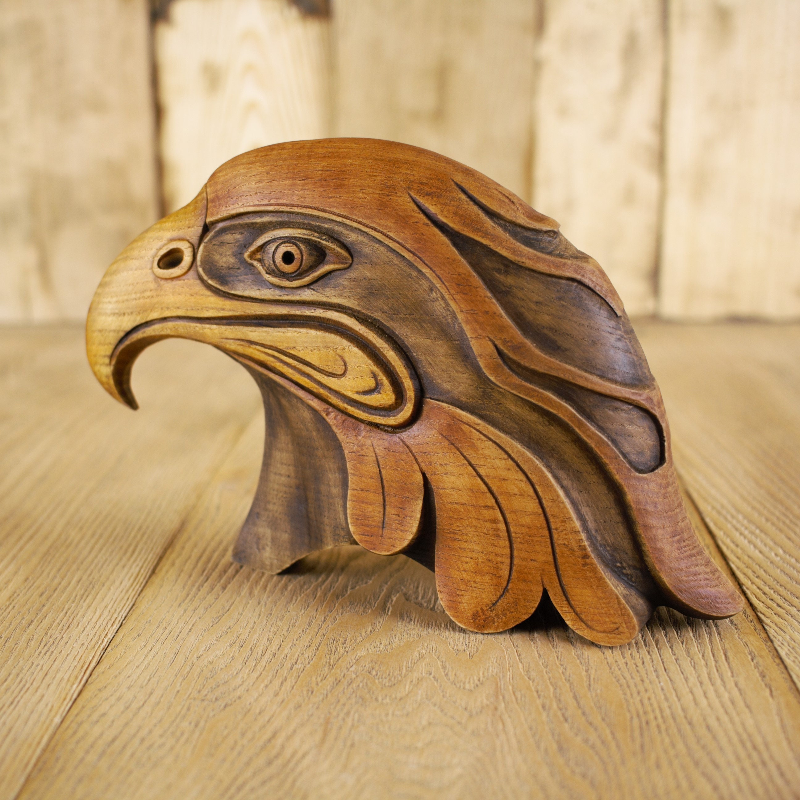 Handcrafted Eagle Head Wooden Eagle Sculpture Eagle Collectible Carved ...