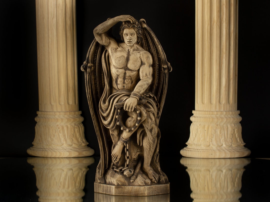 Wooden, Lucifer of Liege Lucifer Statue Wood Sculpture Belgium Statue ...