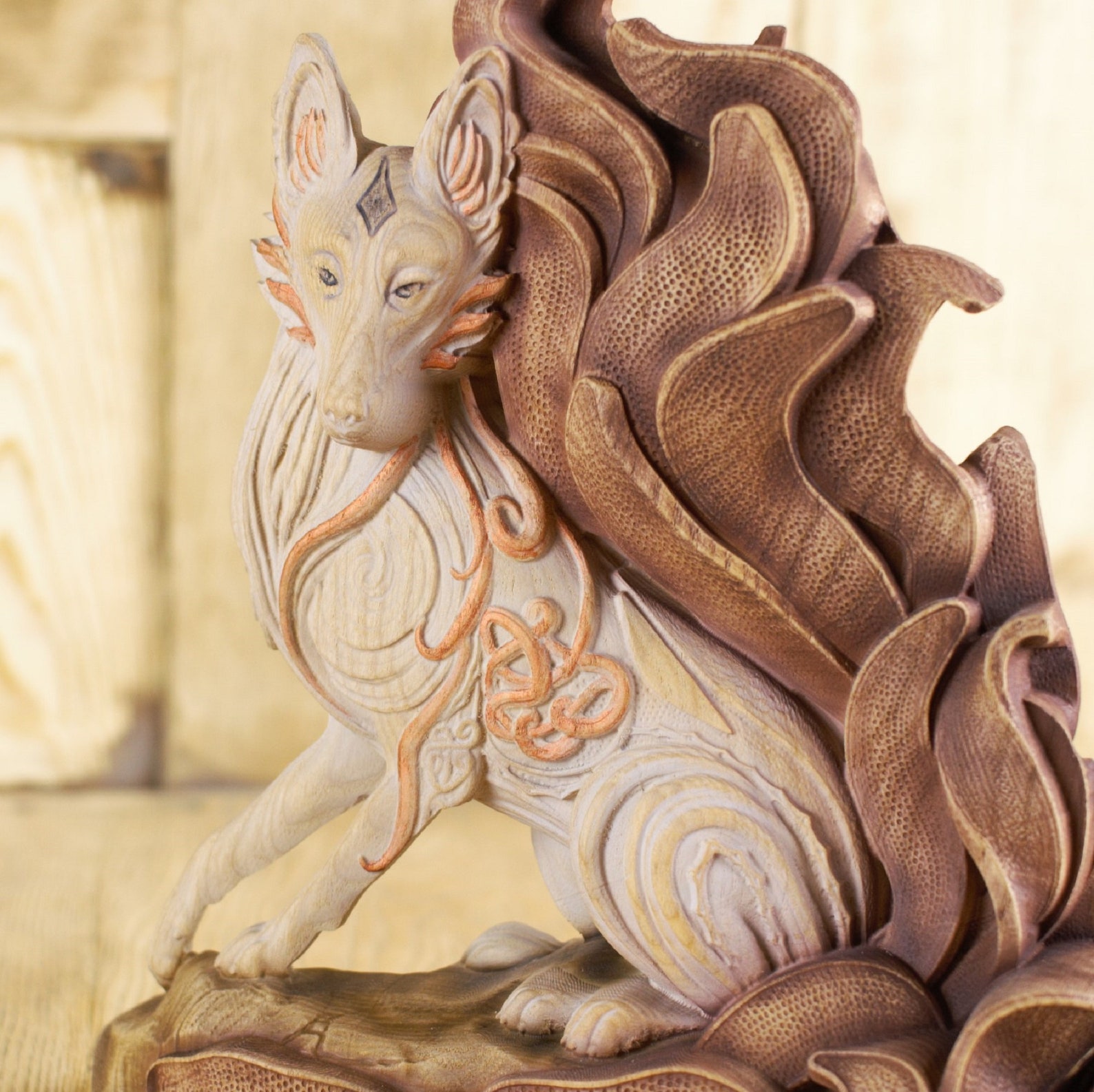 Kitsune Fox Kitsune Statue Kitsune Figure Artistic Fox Etsy