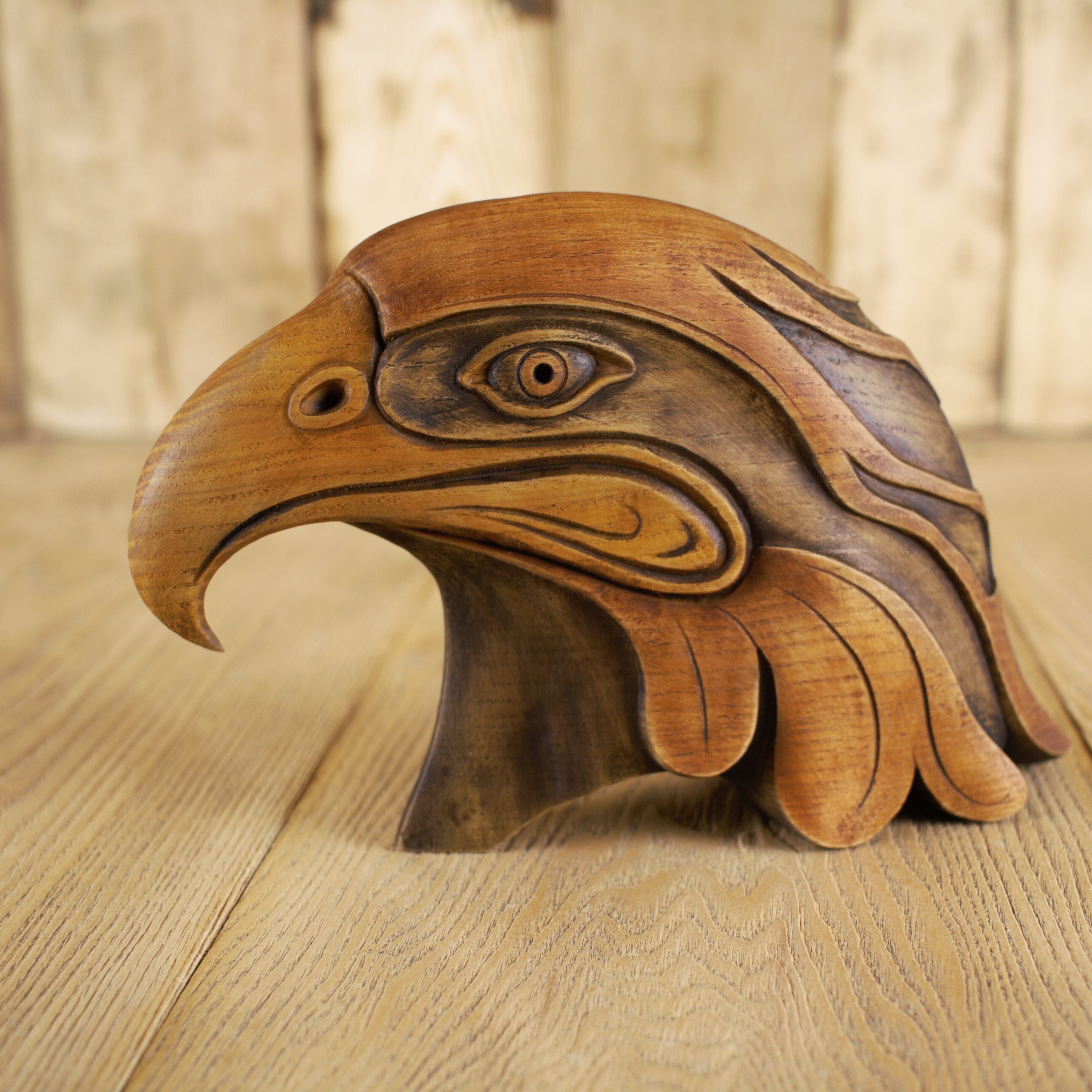 Handcrafted Eagle Head Wooden Eagle Sculpture Eagle Collectible Carved ...