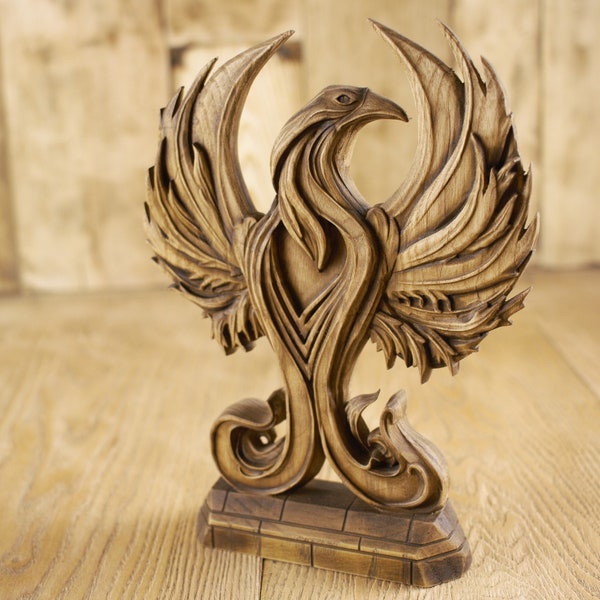 Phoenix statue, Phoenix figure Phoenix art Mythical bird Wooden birds Egyptian god Greek mythology Wood sculpture Greek statue Phoenix decor