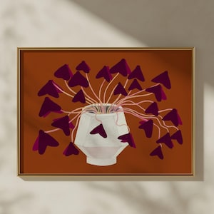 Art mural botanique trèfle violet, impression de plante Oxalis triangularis, décoration minimaliste moderne (téléchargement numérique)