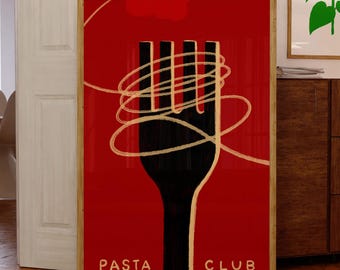Pasta Club Art Print, Pasta Wall Art, Modern Kitchen Decor (Digital Download)