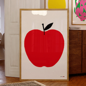 Red Apple Art Print: Minimalist Kitchen Wall Decor (Digital Download)