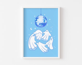 Disco Ghost Print: Halloween Dance Party Wall Art (Digital Download)