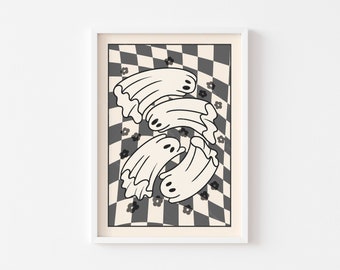 Retro Ghost Print: Trendy Halloween Wall Art (Digital Download)